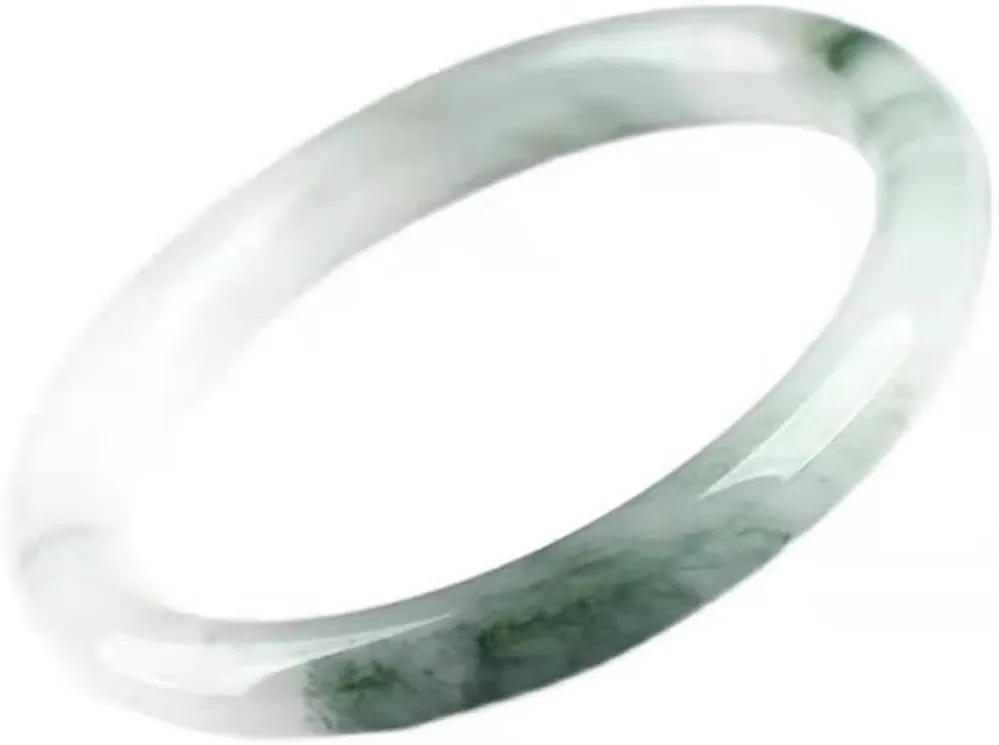 Vesppears Natural Feng Shui Jade Bangle for Women Genuine Emerald Green Bracelet Perfect Auspicious and Safe Fit 58-62mm
