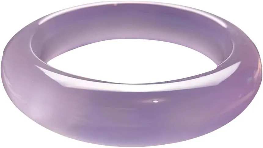 Vesppears Natural Feng Shui Jade Bangle for Women Genuine Purple Bracelet Agate Safe and Auspicious Perfect Fit 58-62mm