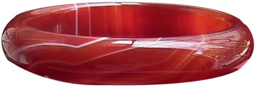 Vesppears Natural Feng Shui Jade Bangle for Women Genuine Red Bracelet Agate Perfect Auspicious and Safe Fit 58-62mm
