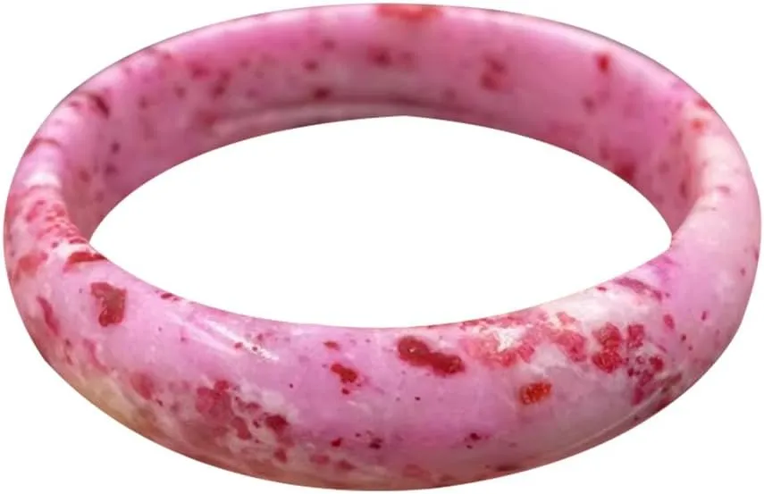 Vesppears Natural Feng Shui Pink Jade Bangle Bracelet for Women Genuine Peach Blossom Jade Fashion Safe and Auspicious Fit 58-62mm