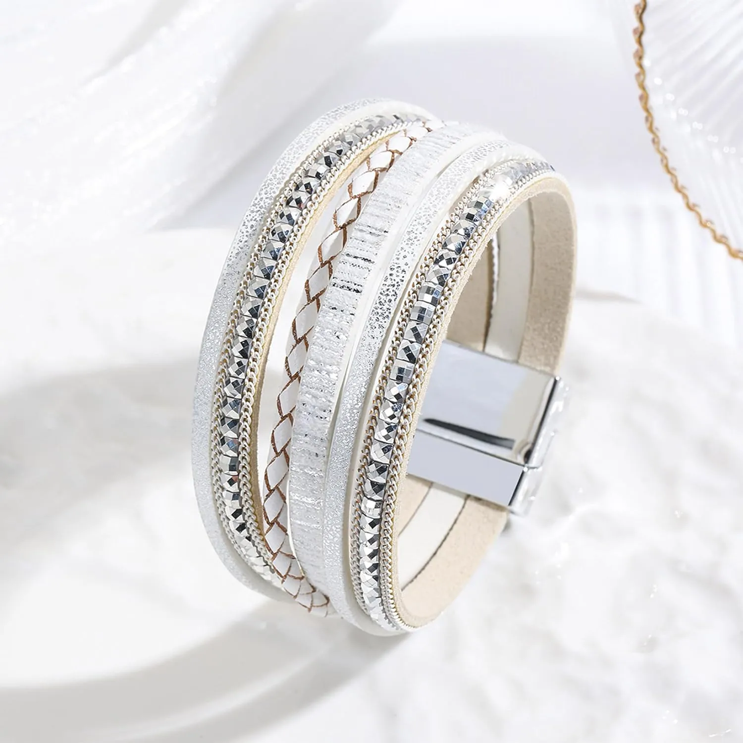 VIBILIA Boho Leather Wrap Bracelets for Women Multi-Layer Bracelets with Strong Clasp Jewelry for Women