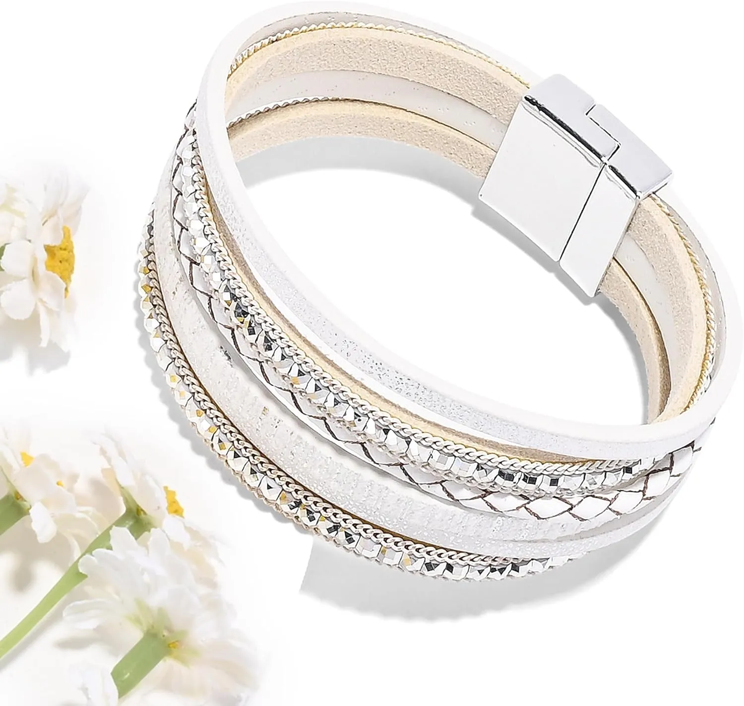 VIBILIA Boho Leather Wrap Bracelets for Women Multi-Layer Bracelets with Strong Clasp Jewelry for Women