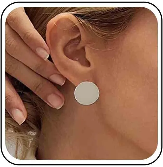 Vintage Coin Disc Stud Earrings Gold Circle Earrings Round Coin Earrings Minimal Stud Earrings Jewelry for Women
