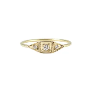 White Diamond Mini Deco Point Ring