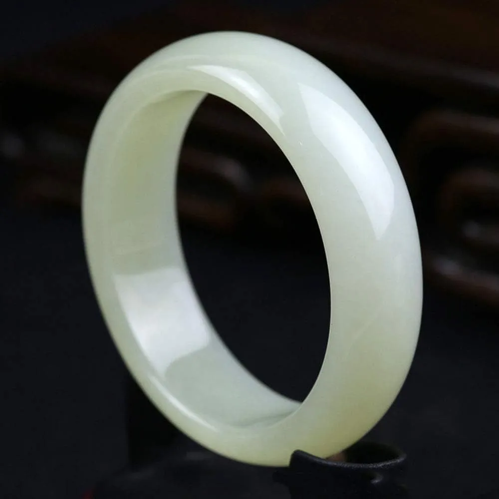 Women's Bracelet, Jade Bracelet for Women, Chinese Bracelet, Natural Agate Jade Bangle Bracelet White Color with Box,