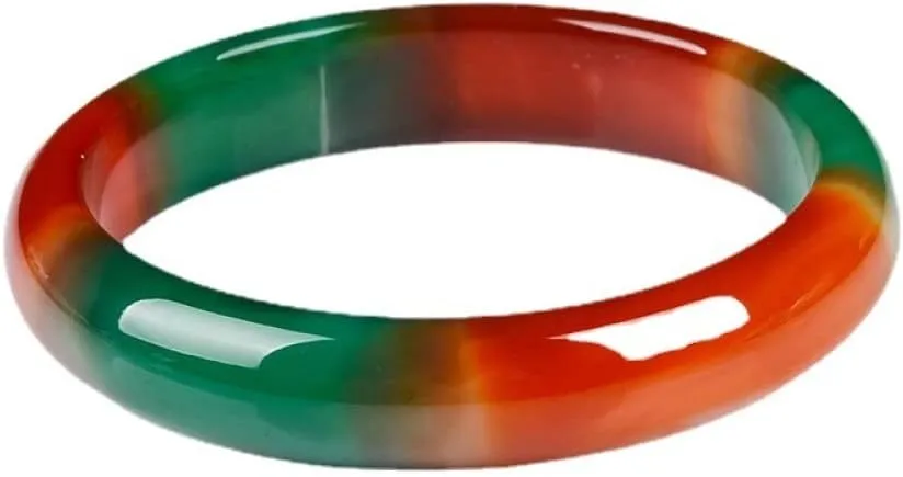 Women's Bracelet, Ladies Jade Bangle Bracelet, Colorful Red and Green Chalcedony Bangle, Ladies Wide Jade Bangle, The for Family, for Friends, with Jewelry Box, 56-64mm,56mm,56mm