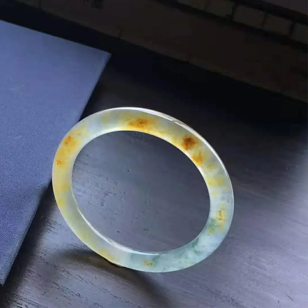Women's Bracelet, Ladies Jade Bangle, Yellow Jade Jade Bangle, Ladies Round Bar Jade Bangle, for Girlfriend, for Family, with Jewelry Box, 54-64mm,yellow-64mm,