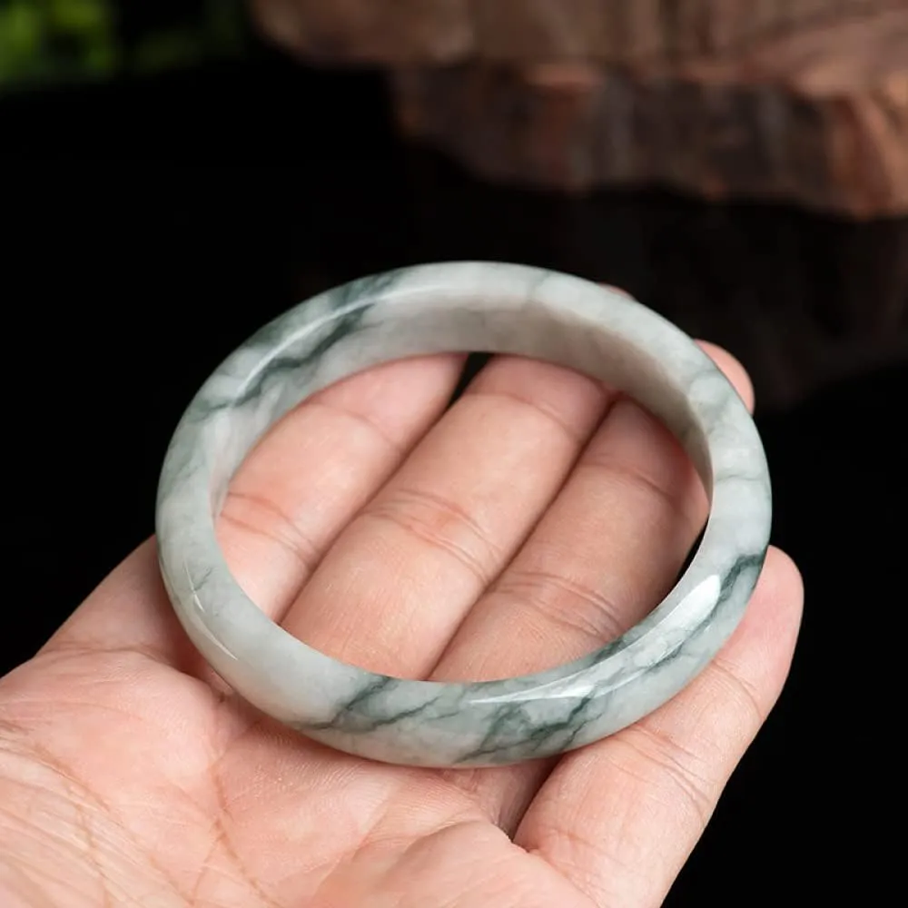 Women's Bracelet, Natural Grade A Jade Jade Bangle Bracelet, Floating Flower Jade Bracelet Style,for Friends, with Jewelry Box, 56-60mm,60mm,