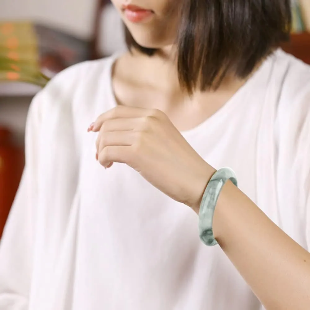 Women's Bracelet, Natural Grade A Jade Jade Bangle Bracelet, Floating Flower Jade Bracelet Style,for Friends, with Jewelry Box, 56-60mm,60mm,