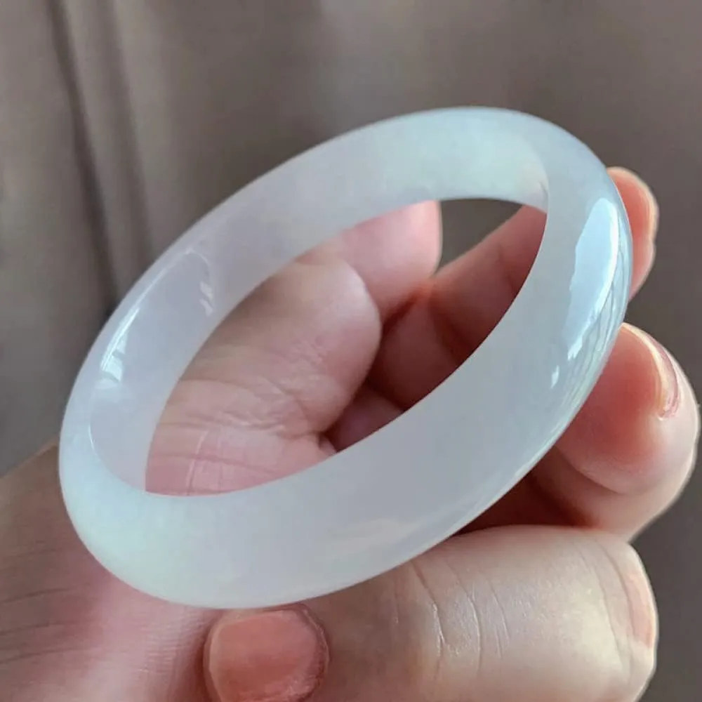 Women's Bracelet, Women's Jade Bangle, Natural White Jade Jade Bangle, Women's Wide Bar Jade Bangle, for Mother, for Friends, with Jewelry Box, 52-64mm,53mm,