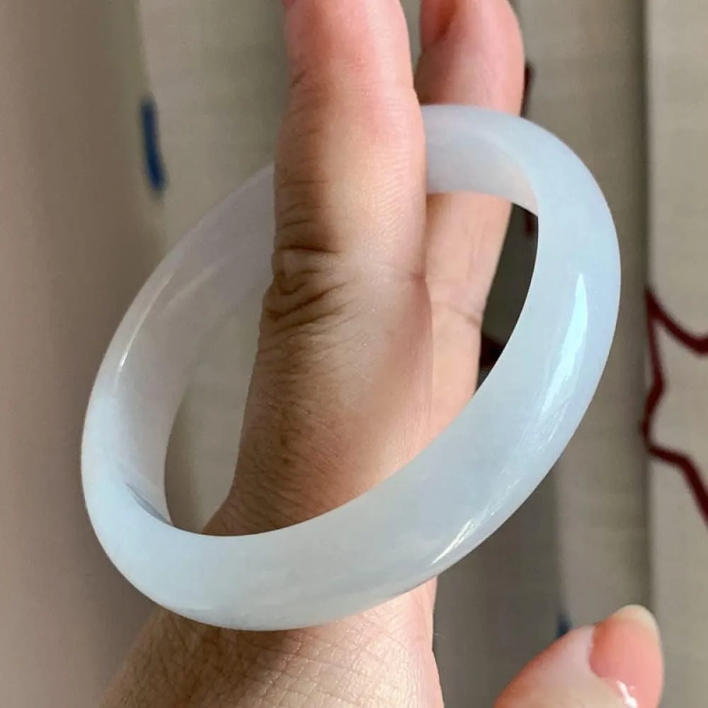 Women's Bracelet, Women's Jade Bangle, Natural White Jade Jade Bangle, Women's Wide Bar Jade Bangle, for Mother, for Friends, with Jewelry Box, 52-64mm,53mm,