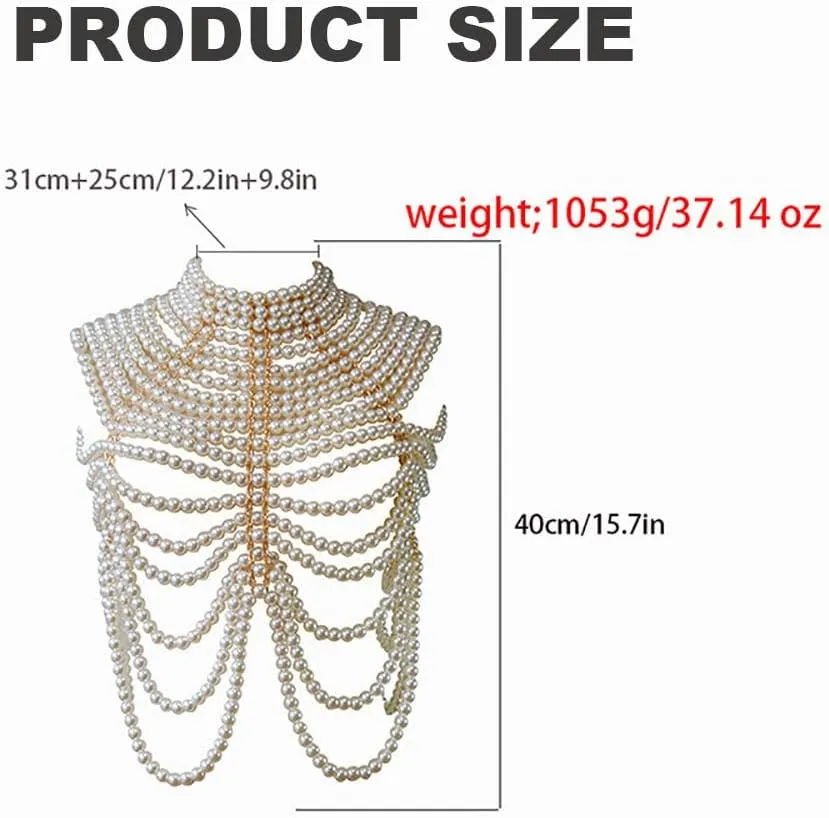 Women's Pearl Shoulder Necklaces Pearl Body Chain Delicate Gowns Matching Body Accessories