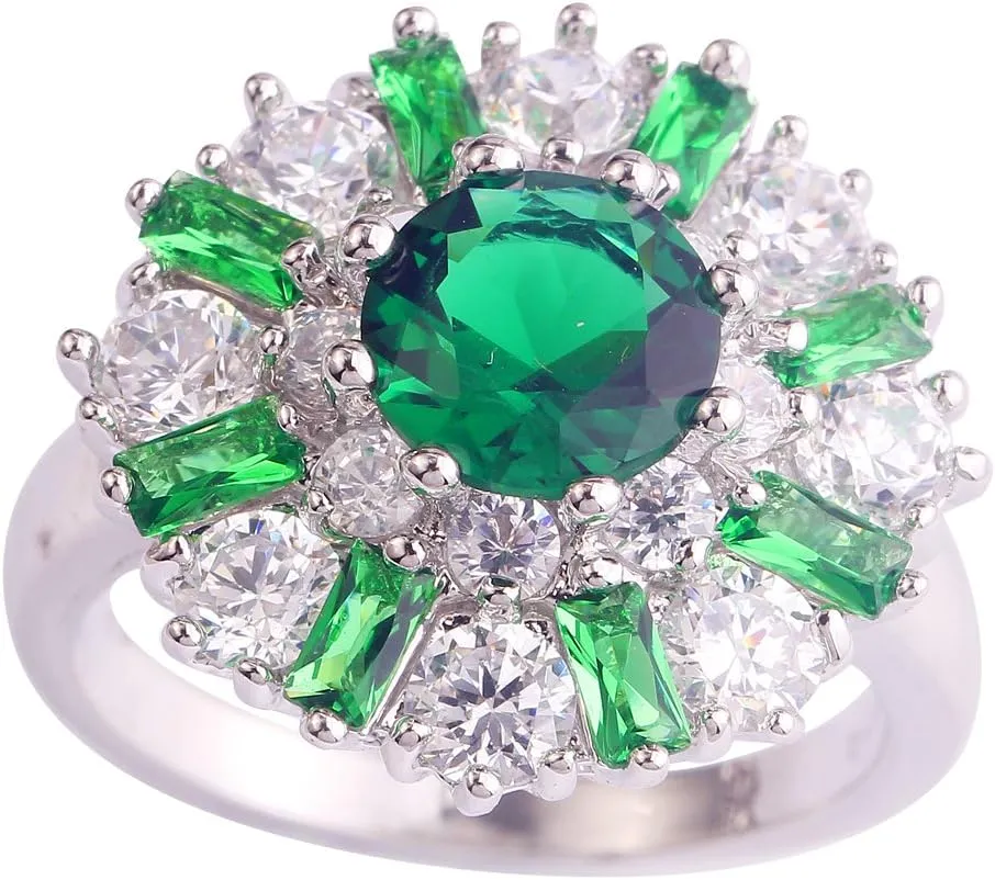 Women's Statement Rings Fashion Jewelry 925 Sterling Silver Plated Simulated Amethyst Cluster Flower Ring