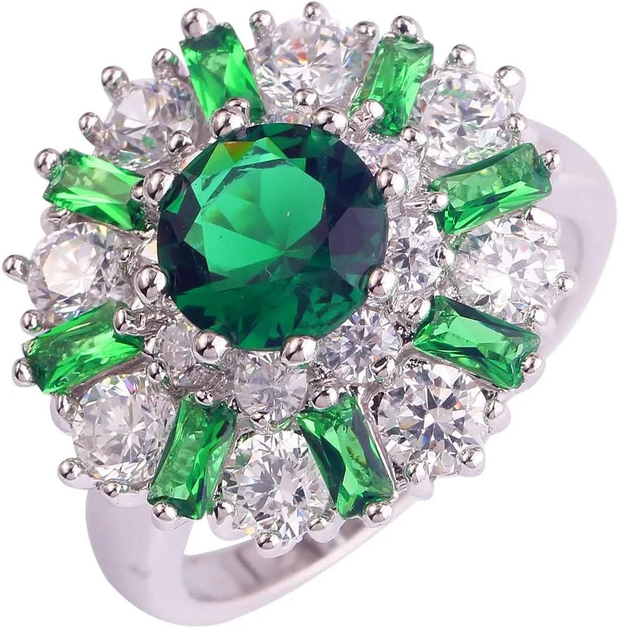 Women's Statement Rings Fashion Jewelry 925 Sterling Silver Plated Simulated Amethyst Cluster Flower Ring