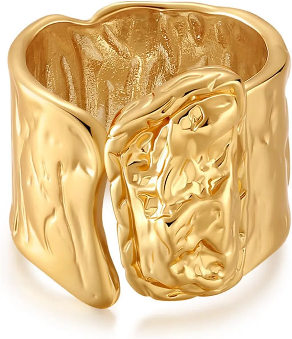 YBMYCM Gold Chunky Rings for Women Adjustable Geometric Rings Open Gold Plated Rings for Women