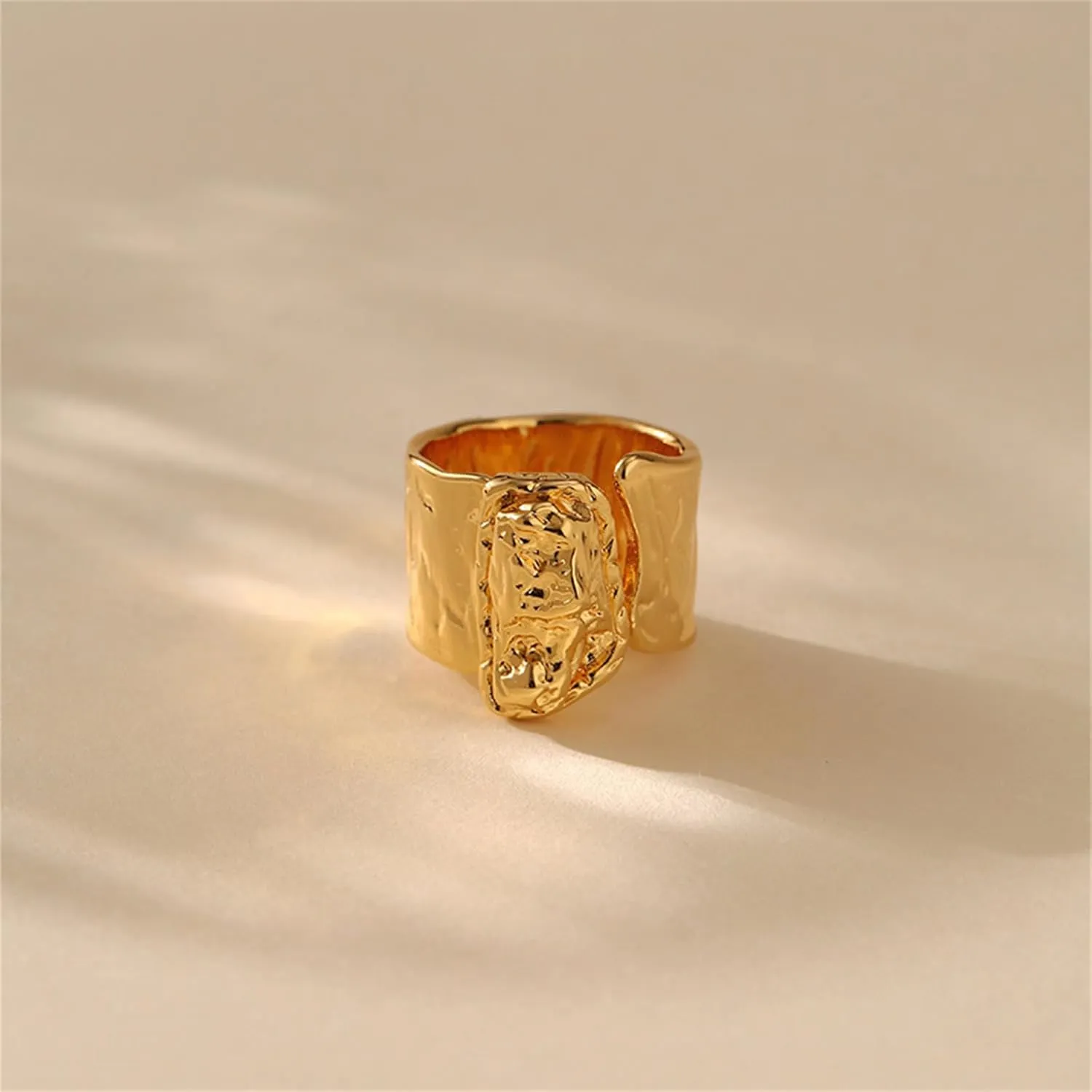 YBMYCM Gold Chunky Rings for Women Adjustable Geometric Rings Open Gold Plated Rings for Women